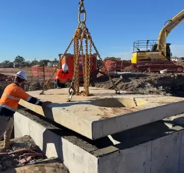 Concrete pour underway by experienced concrete placement crew in Northern NSW.
